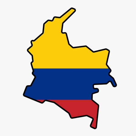 Outline drawing of Colomboia flag map. Vector liiustration.のイラスト素材