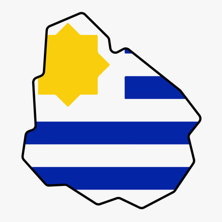 Outline drawing of Uruguay flag map. Vector liiustration.のイラスト素材