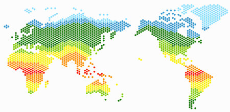 Hexagon shape world map on white background. Vector illustration.のイラスト素材