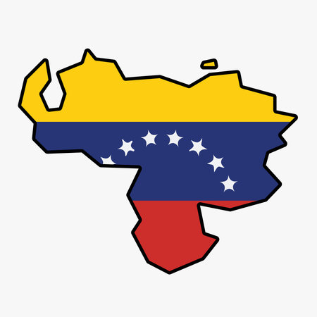 Outline drawing of Venezuela flag map. Vector liiustration.のイラスト素材