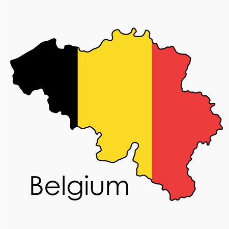 Outline drawing of Belgium flag map. Vector illustration.のイラスト素材