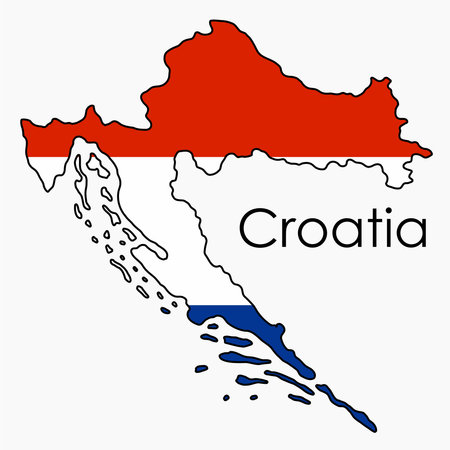 Outline drawing of Croatia flag map. Vector illustration.のイラスト素材