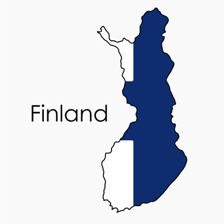 Outline drawing of Finland flag map. Vector illustration.のイラスト素材