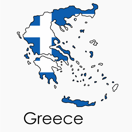 Outline drawing of Greece flag map. Vector illustration.のイラスト素材