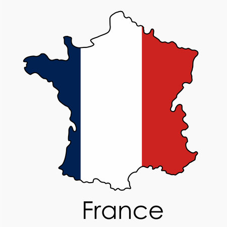 Outline drawing of France flag map. Vector illustration.のイラスト素材