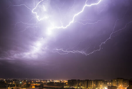 Thunderstorm over the cityの写真素材