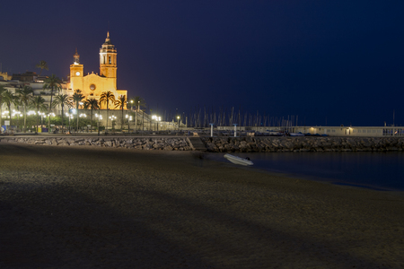 Night scene in Sitges, Spainのeditorial素材