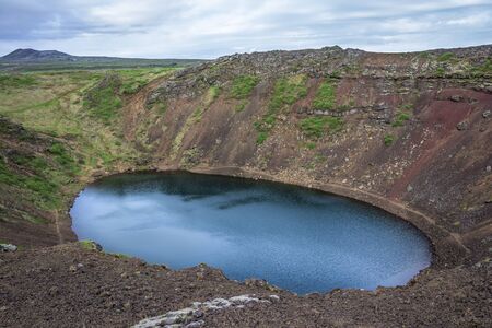 Kerid, volcanic crater lake in the Grimsnes area, south Icelandの写真素材