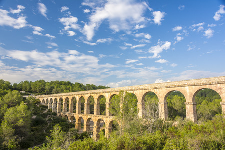 Beautiful view of roman Aqueduct Pont del Diable in Tarragonaの写真素材
