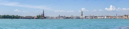 Panorama of Venice, Italy. From San Giorgio tower on the left side to San Marco on the right. Multiple images stitchedの写真素材