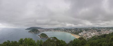 Panoramic view of the Bay of la Concha in San Sebastian, Spain. Cloudscape viewの写真素材