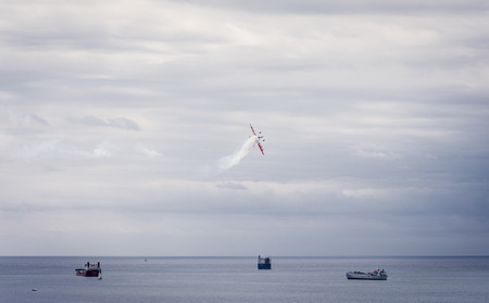 Tarragona, Spain - April 29, 2017: Repsol Bravo3 team show in Tarragona. Bravo3 airshows combine...