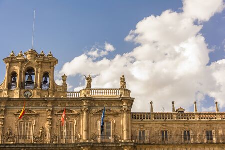 Famous and historic Plaza Mayor detail in Salamanca, Castilla y Leon, Spain.の写真素材