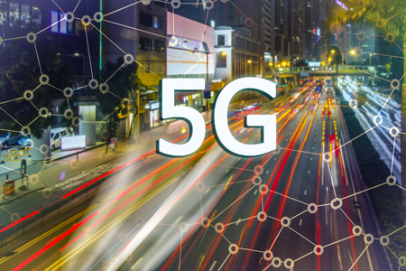 5G or LTE presentation. Paris modern city on the background