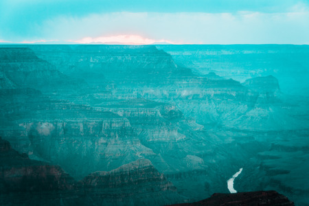 Colors and layers from the southern rim of Grand Canyon National Park in Arizona, USA.Teal and...
