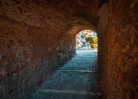 Gate on the Roman walls of ancient Tarraco in Tarragonaの写真素材