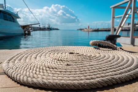 Strong fishermen ropes rolled in a circleの写真素材