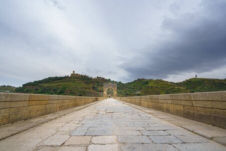 Roman bridge over the Tajo river in Alcantara, Caceres province,Extremadura, Spainの写真素材