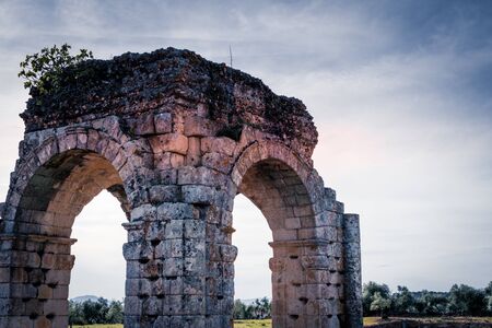 Arch of Caparra, ancient roman city of Caparra in Extremadura, Spainの写真素材