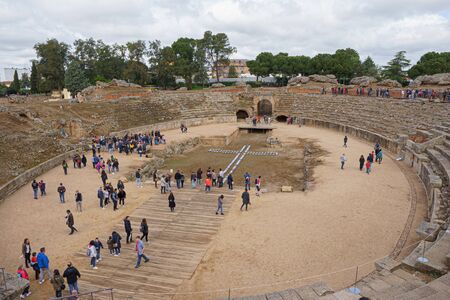 Merida, Spain - April 2019: Roman Amphitheatre of Merida