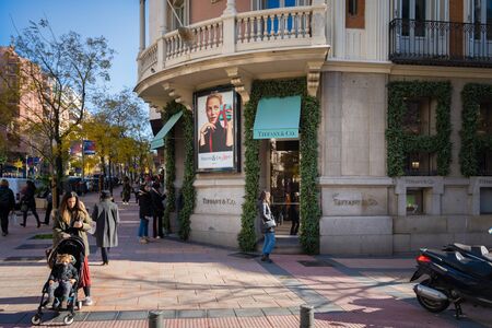 Tiffany & Company store exterior in Madrid, Spain.のeditorial素材