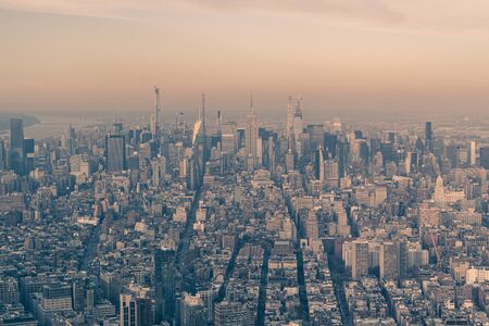 Skyline view of New York City looking over midtown Manhattan towards uptown.の写真素材