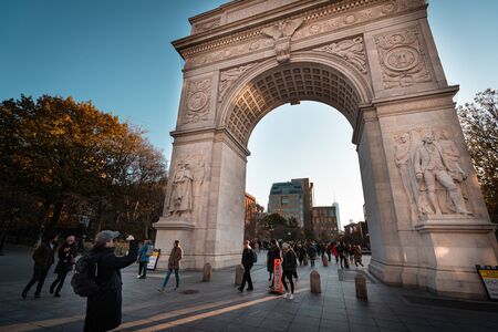 The arch at Washington Square Park, Greenwich Village, Manhattan, New York.のeditorial素材