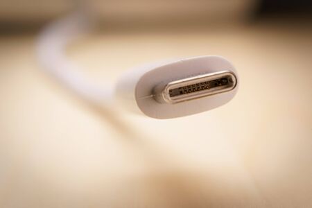 white USB Type C cable , close up viewの写真素材