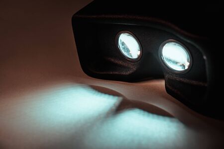 Virtual reality device with light up. Teal and orange styleの写真素材