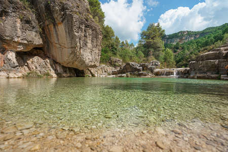 Siurana river in Serra de Montsant and Muntanyes de Prades, Caataloniaの写真素材