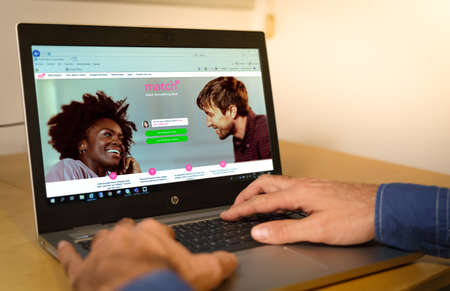 Barcelona, Spain. November 2020: Match.com web page displayed on a modern laptopのeditorial素材