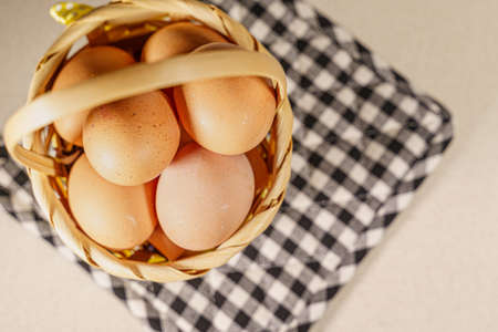 Basket full of eggs, concept of financial risksの写真素材