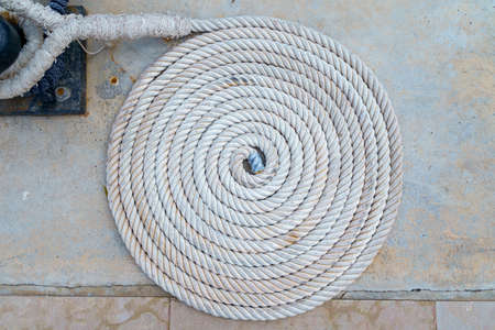 View of nautical rope fold in spiral circleの写真素材