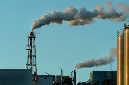 Industrial Plant damaging the environment by emissions of toxic gases into the atmosphere.の写真素材