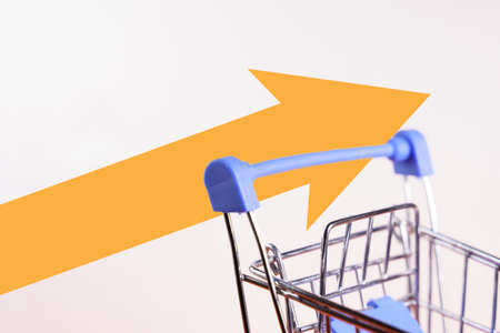 Shopping cart on a white backgroundの写真素材