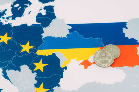 coins of the former soviet union symbolizing the dream of reviving Soviet eraの写真素材