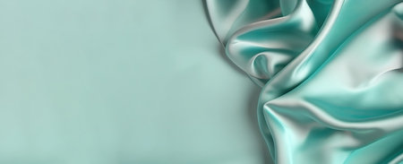 Smooth elegant light green blue silk as backgroundの写真素材