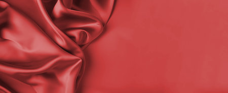 Smooth elegant fiery red silk. Colour trend of summer 23の写真素材