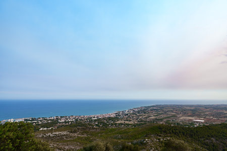 A Breathtaking View of Alcossebre and the Mediterranean Sea in Castellonの写真素材