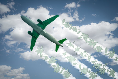 Fly Net Zero: Embracing Sustainable Aviation Fuel, SAF, for a Greener Futureの写真素材