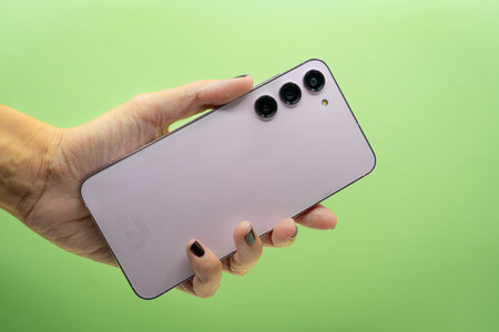 Barcelona, Spain. November 23: Flagship Samsung Galaxy S23 plus smartphone displayed for editorial purposes.のeditorial素材