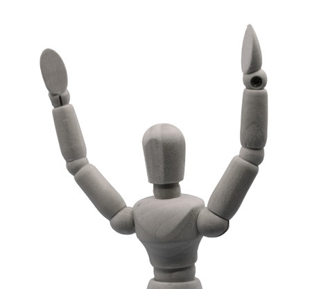 Expressive Wooden Dummy on Transparent Background PNGの写真素材