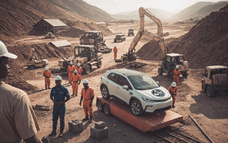 Complete life cycle of an electric vehicle, from mineral extraction in African mines to the manufactured carの素材