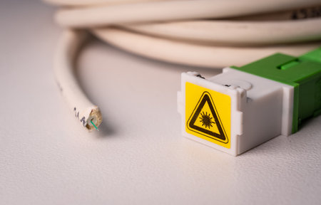 Optical Fiber Cable and FTTH Connector Close-upの写真素材