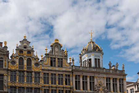 Grand place in brussels showing gilded baroque and gothic style architectureの写真素材