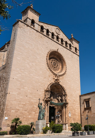 Ornate facade of Saint Francesc church in Palma de Mallorcaの写真素材
