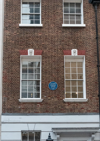 Commemorative blue plaque marking the beatles final live performance on the roof of 3 row, londonの写真素材