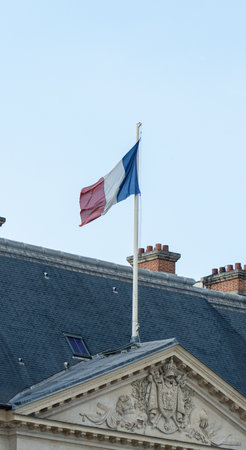 French flag waving in the windの写真素材