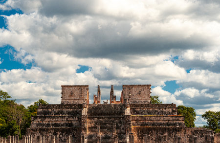 Chichen Itza ancient Mayan ruins under dramatic cloudscape