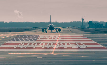 ESTA Approved, aircraft preparing to depart from a USA runway